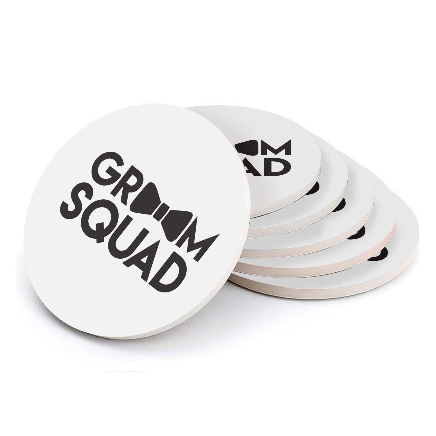 Sous verre ronds en céramique Groom Squad pour décoration de table de mariage