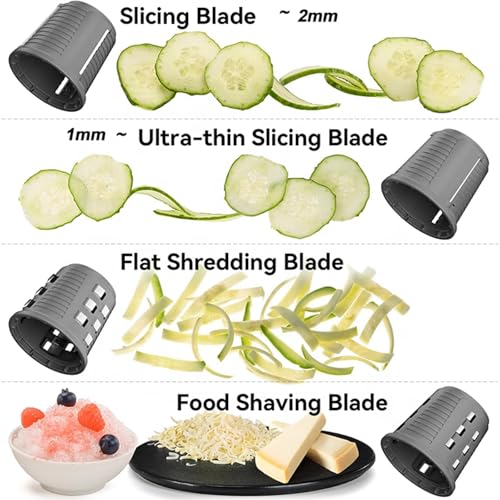 Handheld Vegetable Cutter Vegetable Slicer, Cordless Vegetable Chopper with 4 Blades, Use for Shaving Ice, Cucumber Potato Slicer, Electric Salad Maker for Onion, Cucumber, Carrot, Garlic Purple - Image 3