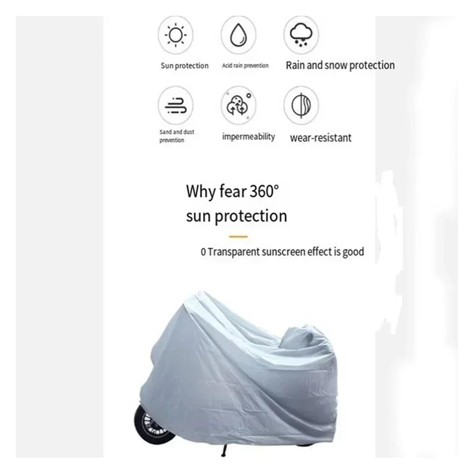 Funda para Moto Scooter para Ropa Motocicleta PEVA Una Sola Capa Protector Solar Prueba Lluvia Cubierta Protección para Eléctricos(M 120X210CM)