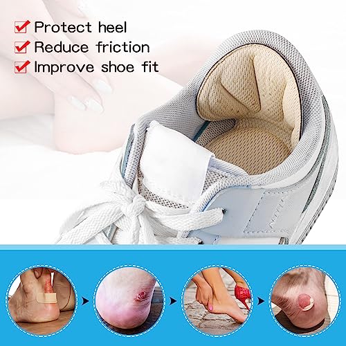 Image of Adhesive Back of Heel Cushion Pads, Heel Grips Inserts for Too Big Loose Shoes,4pcs-Beige+4pcs-Beige