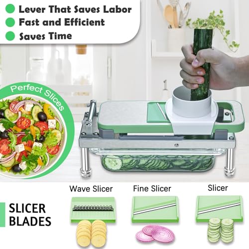 Stainless steel Vegetable Chopper, Veggie Chopper With 10 Blades, Onion Dicer with Container, Food Cutter & Grater Mandoline Slicer - Image 4