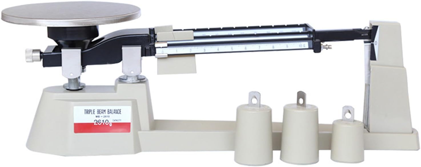 Triple Beam Balance Scale, 2610G Capacity 0.1g Accuracy Lab Scale Mechanical Balance Mechanical Lab Scale with Stainless Steel Platform and 3 WeightsSilver,1