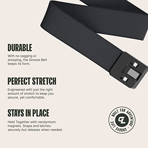 Groove Life Black/Black and Black/Deep Stone Belt Bundle Men's Stretch Nylon Belt with Magnetic Aluminum Buckle, Lifetime Coverage - Large3
