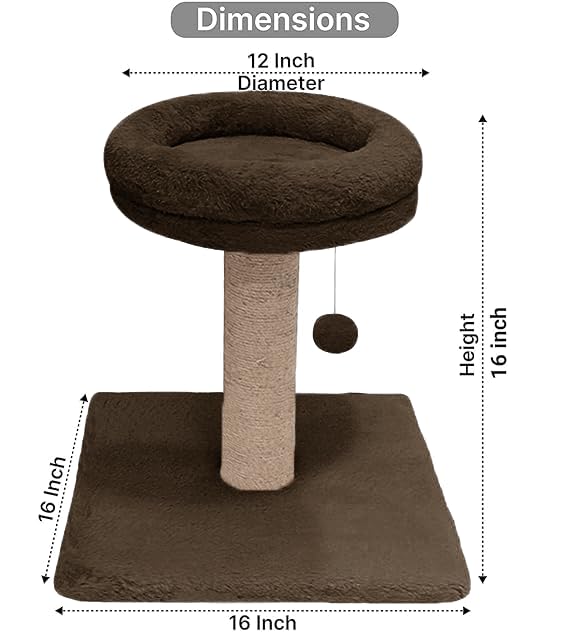 Image of Fur Activity Cat Tree Scratching Post with Natural Sisal Tower for Kittens and Cat (Brown)