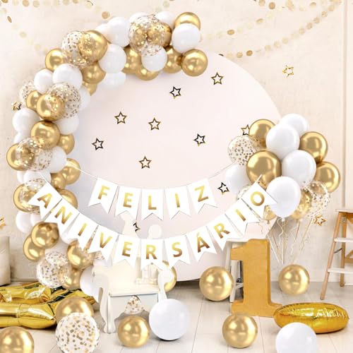 Kit 79 Peças Balao de Festa Amarelo Branco Baloes de Aniversario Kit Balão Decoração para Casamentos