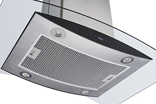 Winflo 30 In. Convertible Stainless Steel Glass Island Range Hood with Mesh Filter and Touch Sensor Control - Thumbnail 4