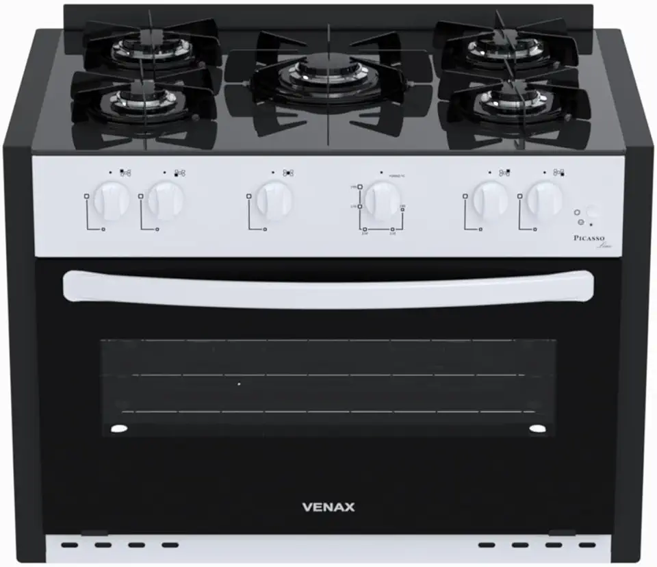 Fogao de Embutir 5 Bocas Venax Picasso Line Branco Gas Glp