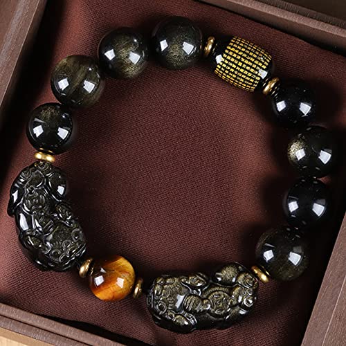 Dragon Feng Shui en obsidienne dorée 10mm pour équilibrer les énergies quotidiennes