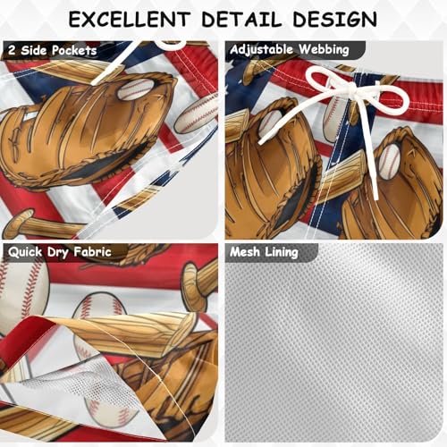 Swimming Shorts for Boys, Anti Chafe Swim Trunks Boys 2 T, Vintage Baseball Gloves3