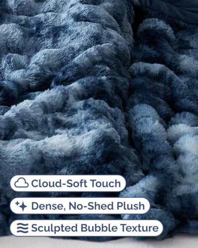 Manta de piel sintética falsa - tamaño Throw Bubble - 50" x 60", Azul Mármol miniatura 3
