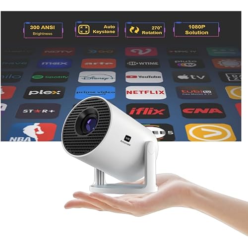 Mini Projector with Wifi and Bluetooth, Small Protable TV Movie Projector for Bedroom,LED Short Throw Phone Projector for iPhone with Full HD 1080P Auto Keystone