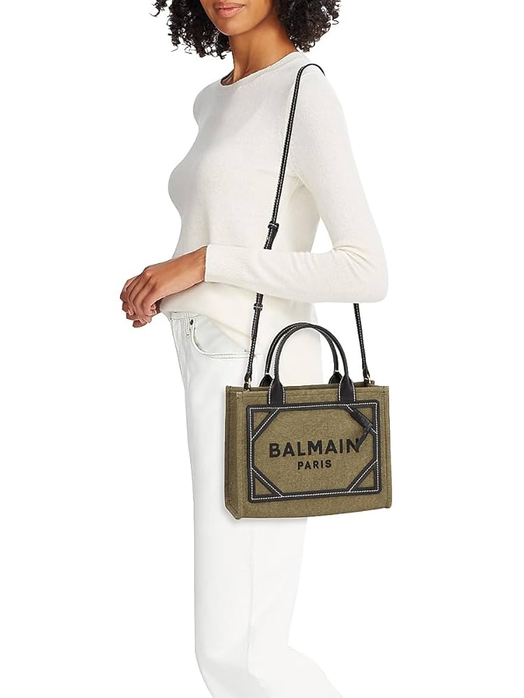 Amazon.com: Balmain, B-Army Canvas Logo Shopper Tote Bag