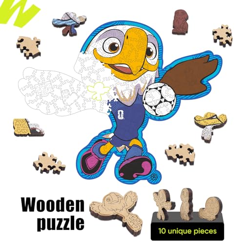 Image of FIFA World Cup 2026 Wooden Puzzles for Kids & Adults,USA Mascot clutch150 Pieces, Unique Shape Jigsaw Puzzle, 5MM Thick, Officially Licensed Product