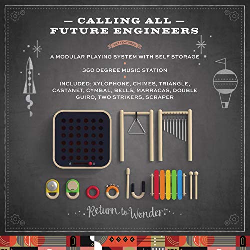 FAO Schwarz 8-in-1 Wooden Modular Music Center, Instrument Kids Toy, Made from Solid Wood, Includes Marimba, Chimes, Triangle, Maraca, Bells, Cymbal, Castanet & More, Children Ages 3+