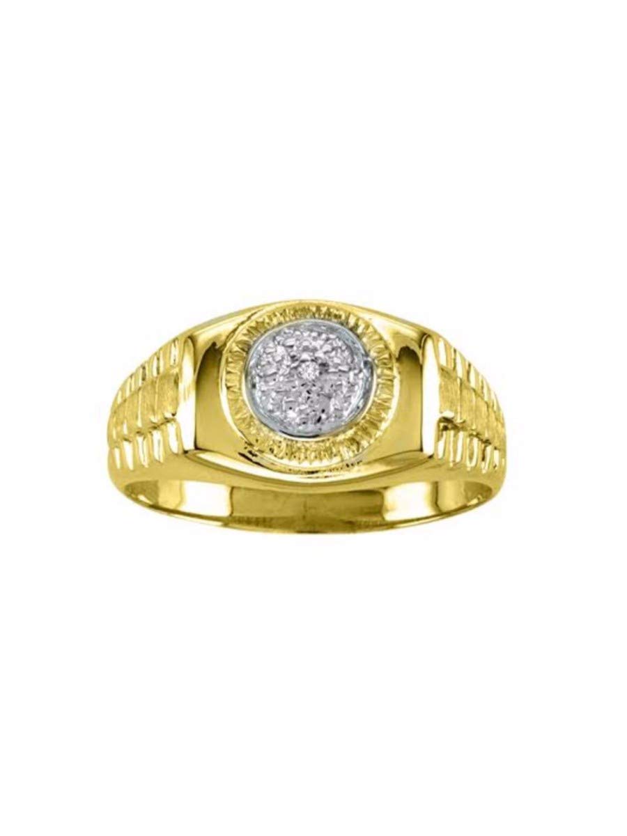 Rylos Para hombre Designer Lucky Pinky anillo de diamante en plata chapado en oro amarillo