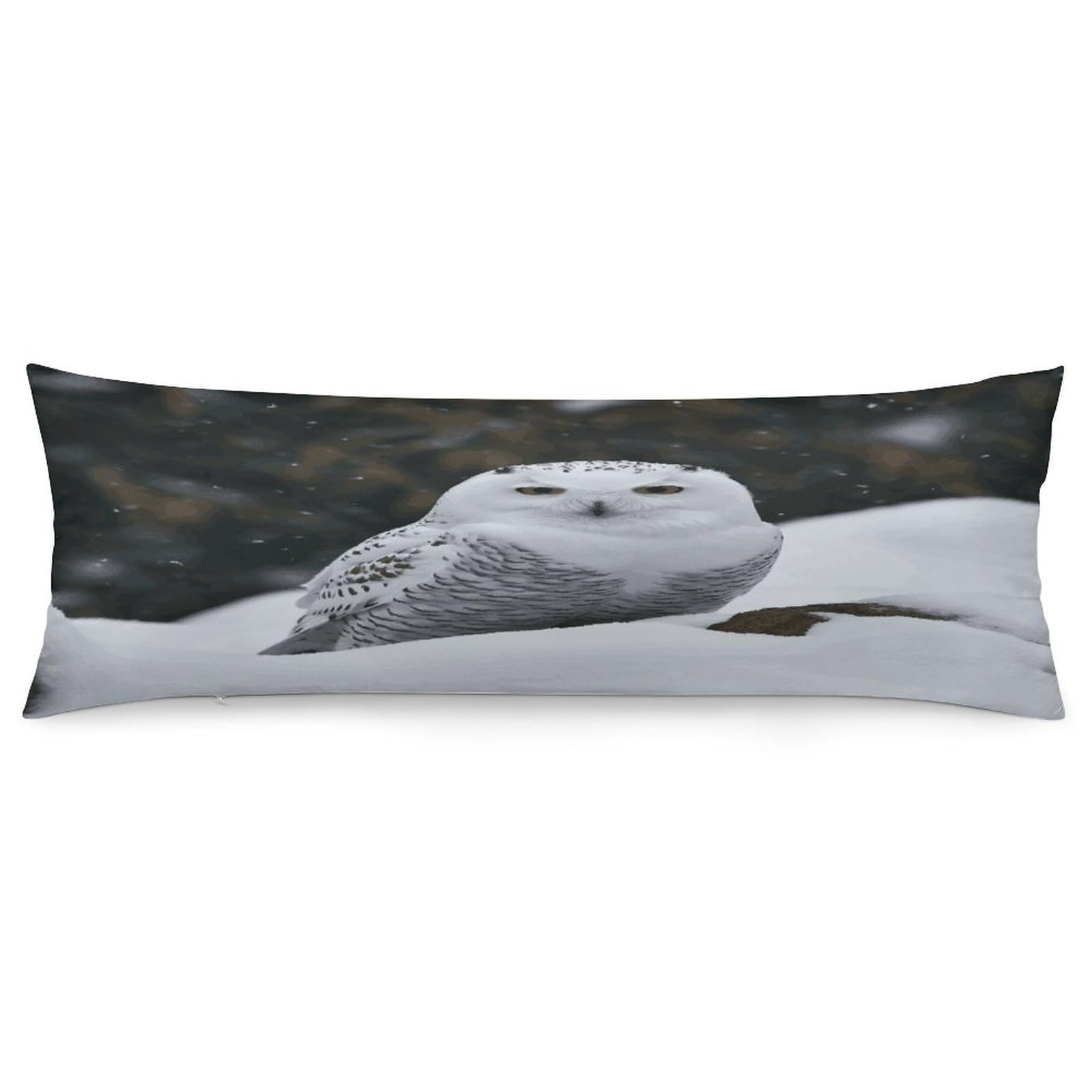 Snow Owl Pillowcase Decorative Long Body Pillow Case Soft Breathable Body Pillow Cover Modern Large Pillowcase Cute Body Pillow Pillowcases for Bedroom Couch 18.9 X 53 Inch