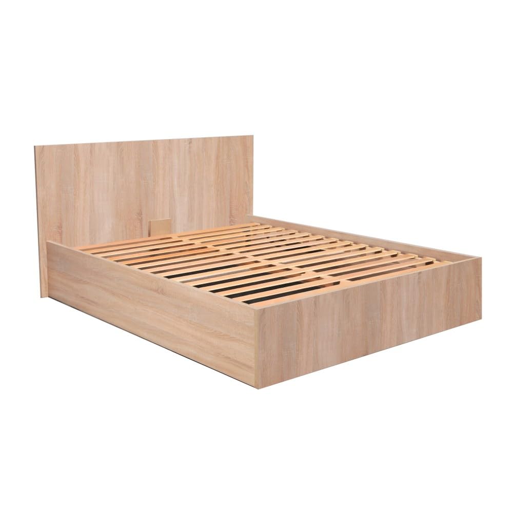WEBER INDUSTRIES Lit Coffre Madrid 140x190 + 1 sommier/Décor Chêne Blanchi