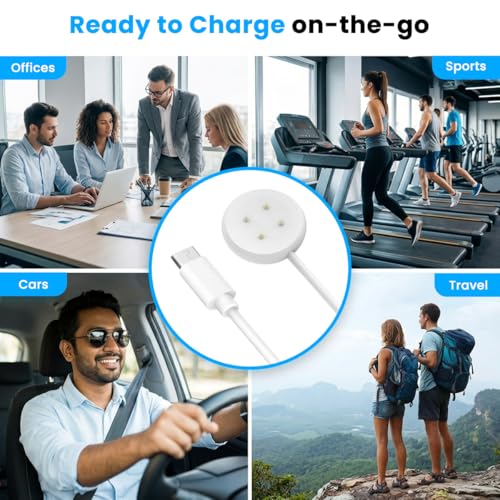 Image of ZORBES 3.3Ft /1M Type C to Google Pixel Watch 3 /Pixel Watch 2 Chargers, 4-Pin Snap-On Smartwatch Charger Compatible with Fitbit Ace LTE /Versa 3 /Versa4, Sense 2 /Sense