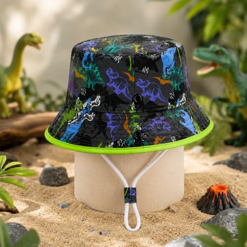 Image of VRITRAZ Unisex Kids Printed Bucket Hat | UV Protection Sun Hat with Adjustable Chin Strap & Summer Beach Travel Outdoor Cap for Toddlers & Children (4-12 Years)