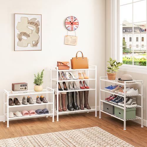 Image of 5 Tier Shoe Rack,Metal Shoe Storage Organizer Shelf for Closet,Entryway, Garage,Narrow Space(White, 5 Tier)
