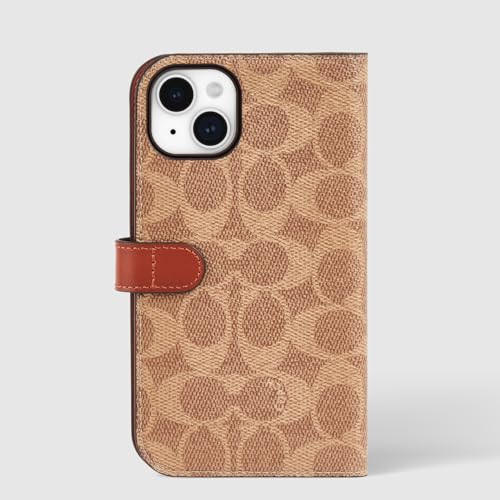 Coach Signature Canvas Two Piece Detachable Wallet Folio iPhone 15 Plus Case, Compatible with Wireless Charging - Signature Tan - image 8
