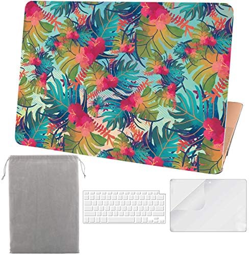 Sykiila for 2020 2019 MacBook Air 13 Inch Case New Model A2179 A1932 with Touch ID & Retina Display 4 in 1 Hard Shell Case & Sleeve & HD Screen Protector & Keyboard Cover - Palm Leaf