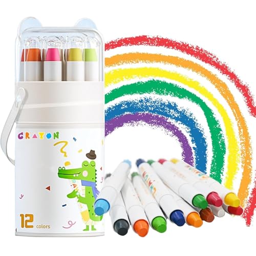 Crayons for Toddlers 1-3 and Kids 4-8 Non-Toxic Washable Crayons Ultra-Silky Easy-Grip Art Supplies Ideal Coloring Gift for Boys and Girls (12)