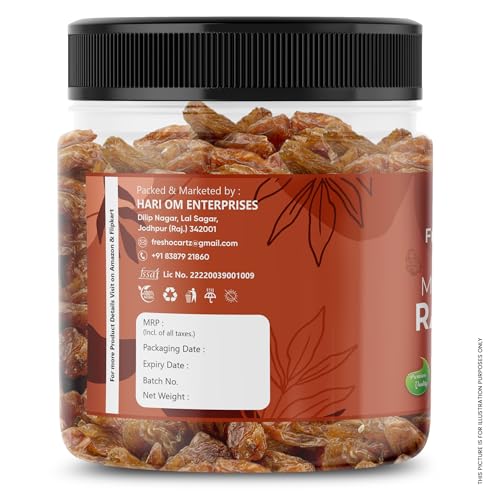 Image of FreshoCartz King Size Munakka Raisins with Seeds 1kg - Sun Dried Big Munakka Dakh Jar Pack | Healthy Dry Fruit For Gifting