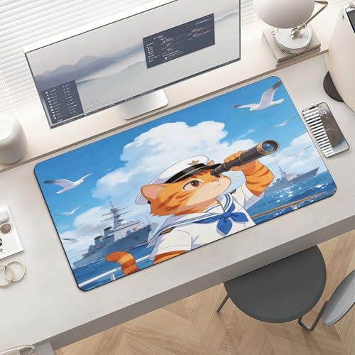 Cat Navy Desk Pad impermeable grande para oficina miniatura 6