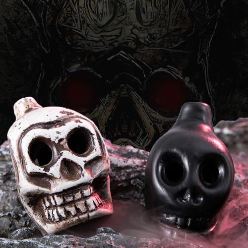 Spooky Aztec Death Skull Scream, Loud Human War Scream, Halloween Creepy Gift High Decibels Sounding Aztec Whistle (White02)