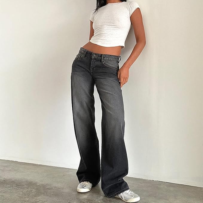 Women Low Rise Baggy Jeans Boyfriend Straight Wide Leg Jeans Casual Loose Fashion y2k Denim Pants4