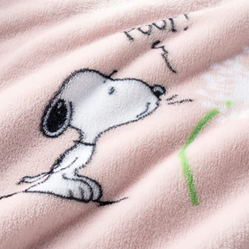 Berkshire Velvetloft® Peanuts® Snoopy Cute Character Plush Throw Blanket,Peanuts Snoopy Make A Wish Spring Pink, Throw (55" X 70") #TOP1