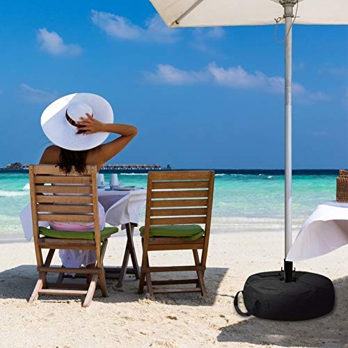 DricRoda Patio Umbrella Base Weight, 18\" Round Heavy Duty Sunshade Parasol Stand Accessories and Sand Bags for Outdoor Garden Beach Yard Patio Umbrella Holder