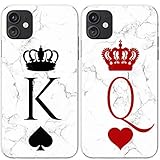 Mertak Couple Cases Compatible with iPhone 14 13 Pro Max 12 Mini 11 SE Xs Xr 8 Plus 7 6s Queen Girlfriend Protective King Relationship Texture Soulmate Lightweight Design Marble Playing Cards Luxury