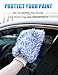 2Pack Premium Microfiber Car Wash Mitt, 10 x 8 Inches, Car Sponge Wrapped in Soft, Machine Washable (Blue & Black)