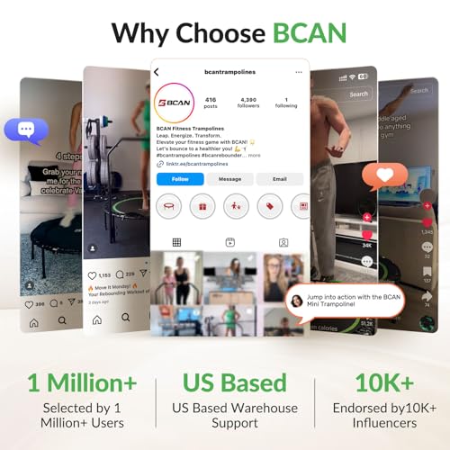 BCAN BT3 51" Octagonal Rebounder Trampoline for Adults, 450LBS Max Load Fitness Trampoline with Large Jumping Area, Silent Bungee Mini Trampoline with T-Adjustable Handle for Home Gym-Green by BCAN - Image 9
