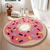 Ankah Delicious Bath Mat, Tasty Food Shape Bathroom Rug, Soft and Comfortable, High Absorbent, Fast Dry, Non-Slip, Easy to Care, Bathroom Home Decor Accessories, 23.6' x 23.6', Doughnut