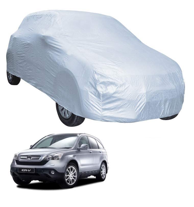 Image of Auto Hub Car Cover Compatible with Cr-V with Mirror Pocket, Water Resistant, Triple Stitched, Cr-V Car Cover- Plain Silver