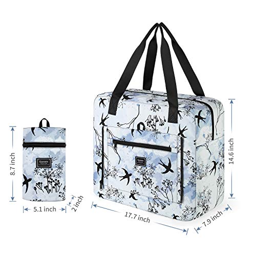 Gonex Travel Duffel Bag, Foldable Small Duffle Carry on Luggage Personal Item Bag Weekender Tote Bags Overnight Hospital Bag for Women Girls 30L Swallow