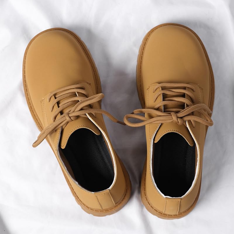 Big-Head Men's All-Season lace-up Casual Sports Shoes - Thick Cushioned PVC Soles, Low-top Round Toe Design Suitable for Business, Casual and Outdoor (Black and Brown), wear-Resistant and Anti-Slip2