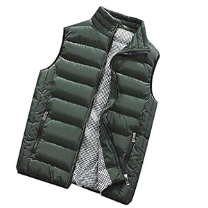 Wintervest voor heren, met opstaande kraag, steekzakken, gewatteerd vest, bodywarmer, licht gewicht, buffervest, warm, winddicht, mouwloos jack voor wandelingen