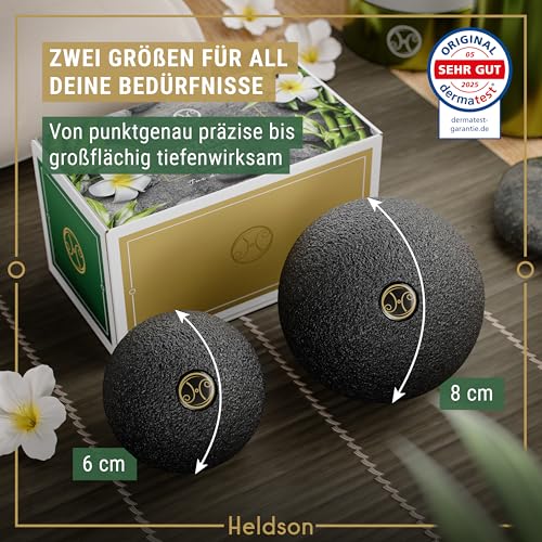 HELDSON® Premium Faszienball klein 2er Set [6cm & 8cm] - Faszien Ball hart - Faszienball für Füße - Massage Ball um Verspannungen in Nacken, Schulter zu lösen - Faszienkugel - Massageball Rücken