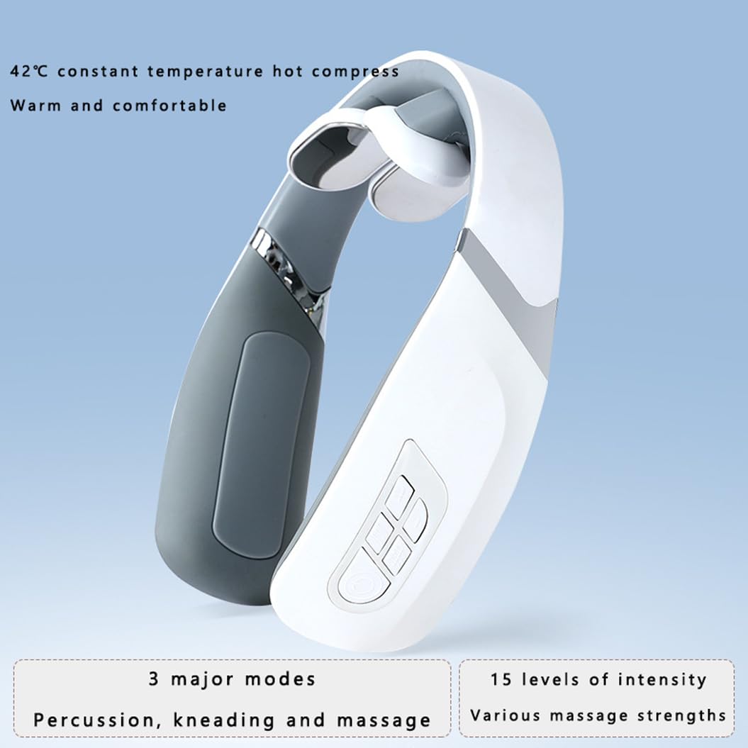 Massaggiatore Collo Intelligente,Impulso Elettrico Massaggiatore Cervicale,Massaggiatore Della Colonna Cervicale,Regalo per Uomo Donna,3 modalità, gestibili tramite telecomando C