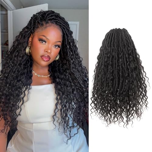 ToyoTress Pure Human Hair Crochet Locs -18 Inch 8 Packs (80 strands) Handmade Pre-looped Boho Faux Locs Crochet Hair For Black Women Pre-Twisted Crochet Braids Human Braiding Hair (18 Inch 1B-8P)