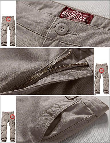 Image of Match Men's Wild Retro Multi-Pockets Utility Casual Cotton Cargo Trousers #3357