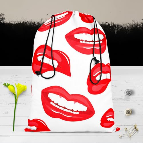 Image of ArtzFolio Lips D3 | Reusable Sack Bag | Bag for Gym, Storage, Vegetable & Travel