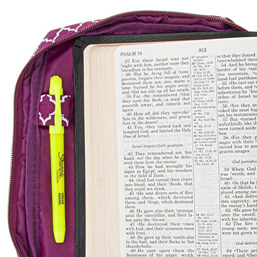Good Ruby Compact Bible Cover With Handle, Book Protector With Pocket Colorful Trellis Protector Carriers For Books (Purple) #TOP4