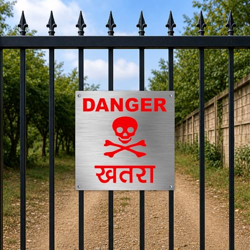 Image of Beware of Dogs Sign Board Warning Sign for House, Villa, Apartment, Hotel, Home, Gate, Outdoor, Commercial Properties, Farms, Entrances & Security Areas (6x6 Inch Stainless Steel)