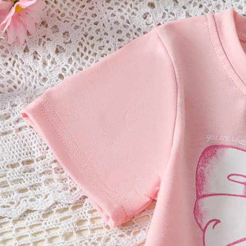 Image of Azmxynol Kid Girls Clothes Outfits Bowknot T-Shirt + 2 In 1 Denim Short Skort Summer Clothing Set, Size 4-10 Years