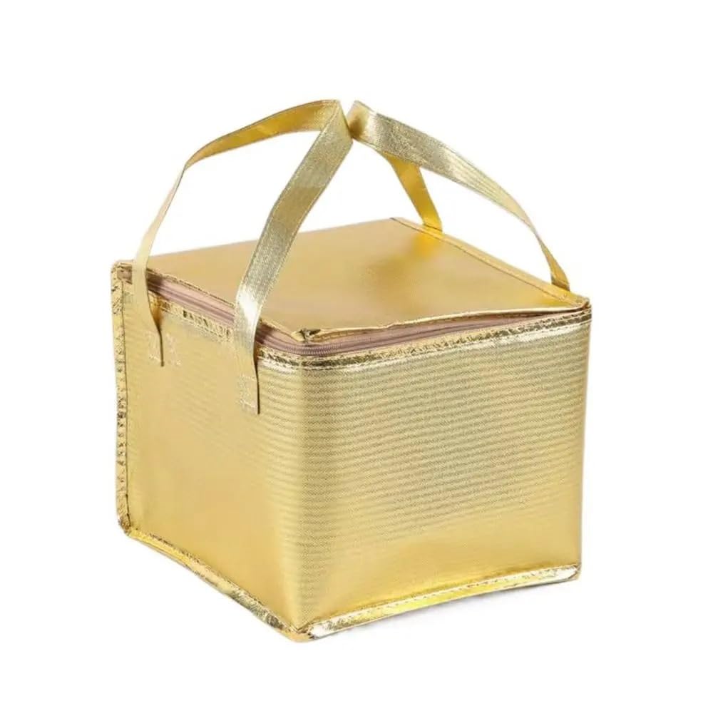 Torba termoizolacyjna, Duży kwadratowy pojemnik na lód, chłodzony, zamykany suwak, zewnętrzne pudełka, folia aluminiowa, torba termiczna/chłodząca, izolowana żywność, lunch, piknikowa(Gold,12 inch)